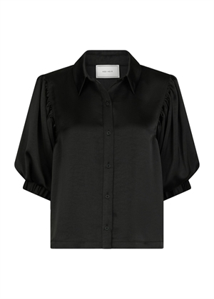 Etta heavy sateen skjorte Black Neo Noir 